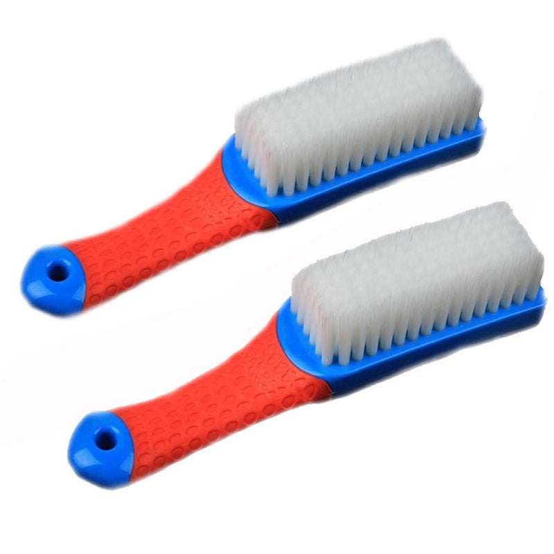 Emoly Scrub Brush Comfort Grip & Flexible Stiff Bristles Heavy Duty for Bathroom Shower Sink Carpet Floor, Blue Red - Image 1